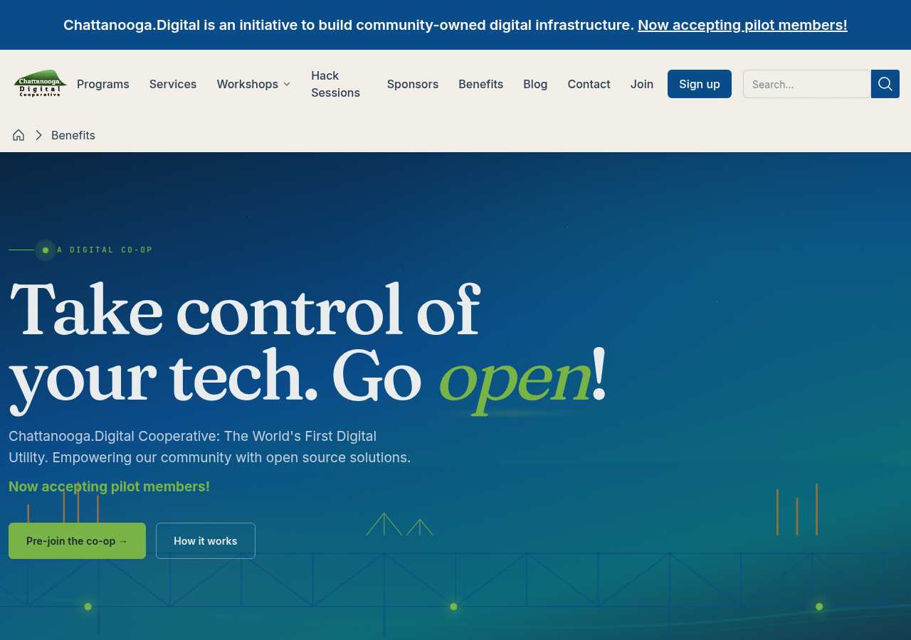 The homepage assembled from reusable SDC components &mdash; navbar, hero, and section blocks.
